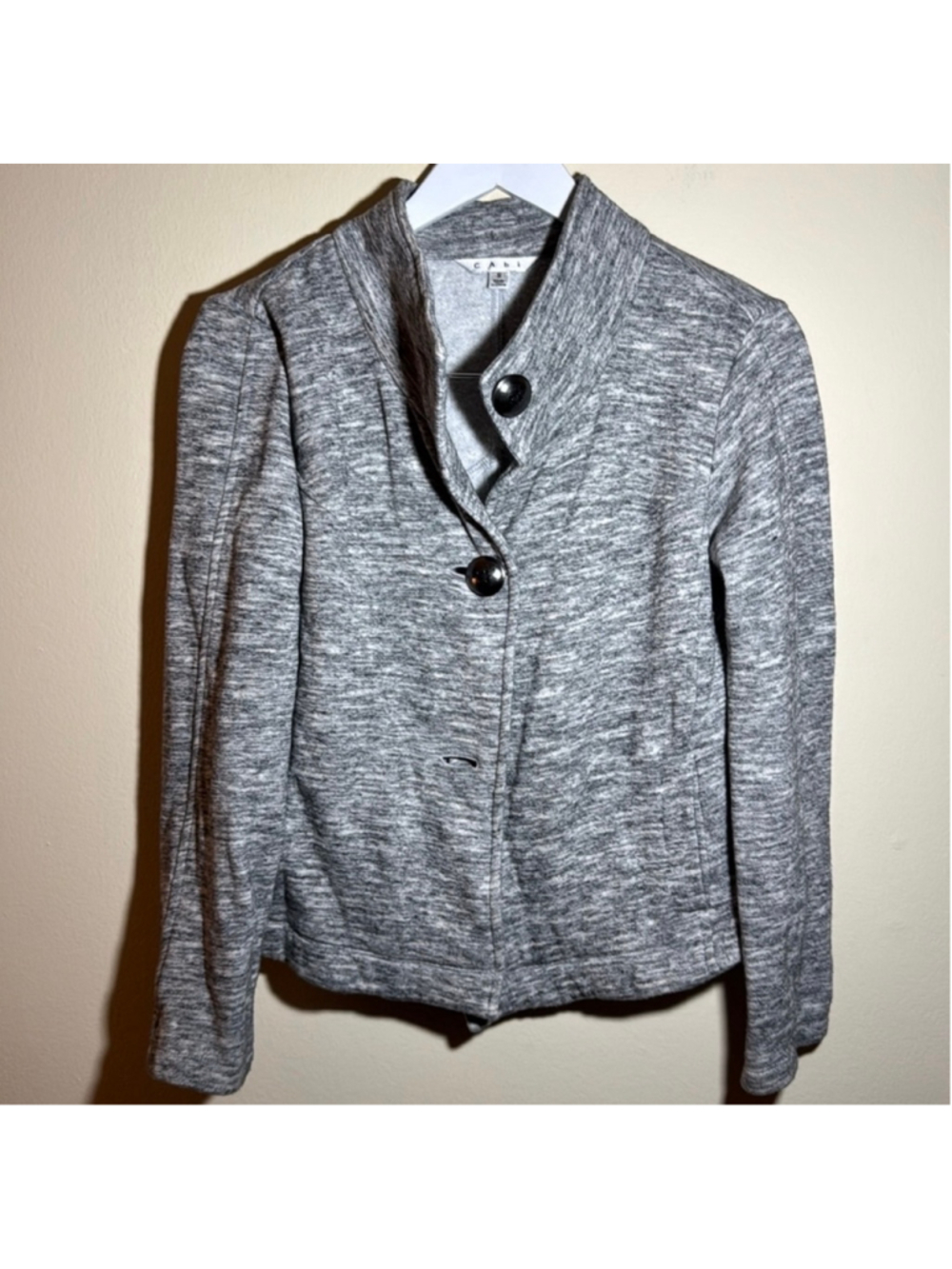 Cabi Grey White Marled Knit Blazer Jacket Size S